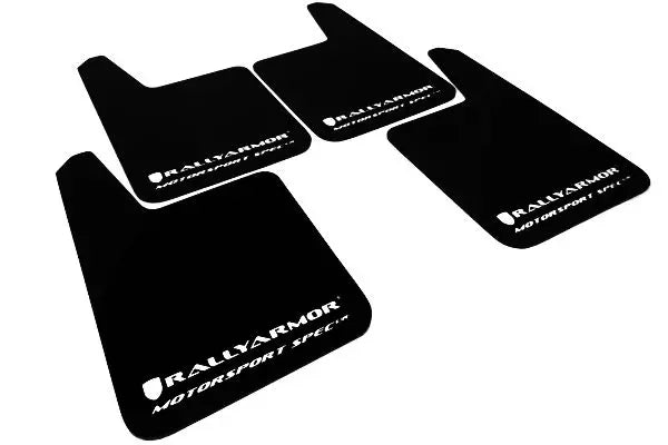 Rally Armor Universal MSpec Mudflaps Black Urethane White Logo - eliteracefab.com