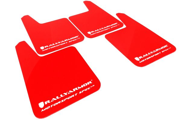 Rally Armor Universal MSpec Mudflaps Red Urethane White Logo Rally Armor