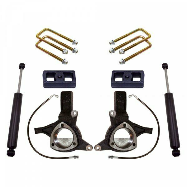 MaxTrac 16-18 GM C1500 2WD w/Stamped Steel. Susp. 7in/4in MaxPro Spindle Lift Kit w/MaxTrac Shocks - eliteracefab.com