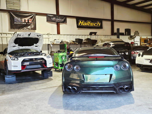 Elite Race Fab garage full of Nissan r35 GTRs
