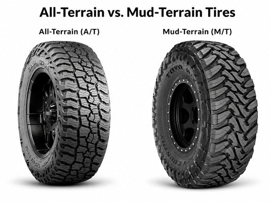 All-terrain vs mud-terrain tire comparison for trucks and SUVs