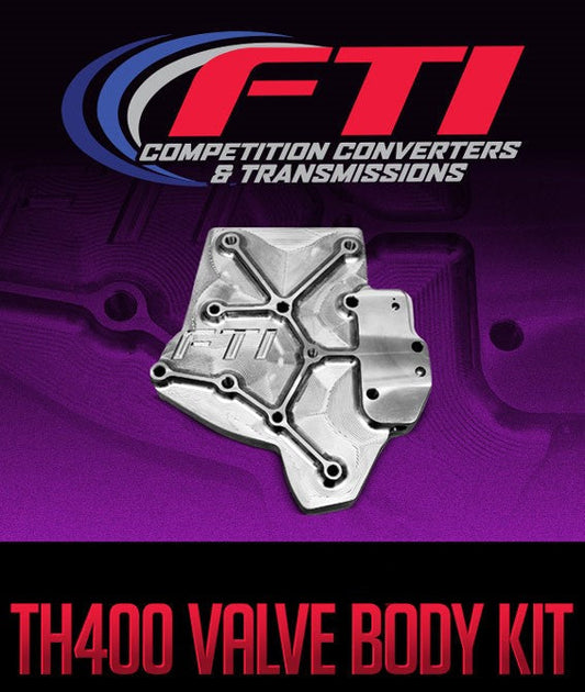 FTI Performance F4009B TH400 Billet Aluminum Transbrake Valve Body Kit – High-performance racing transmission upgrade for Turbo 400 applications.
