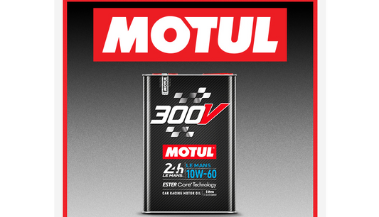 Front view of Motul 300V Racing Oil bottle