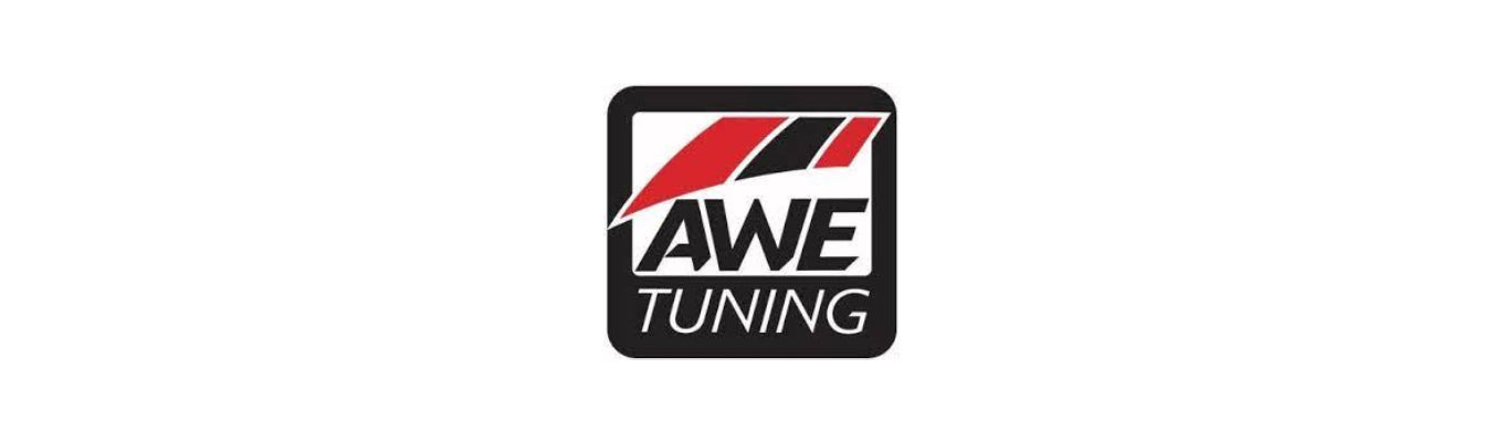 AWE Tuning high-performance exhaust system with polished finish, designed for enhanced power and signature sound on performance vehicles.