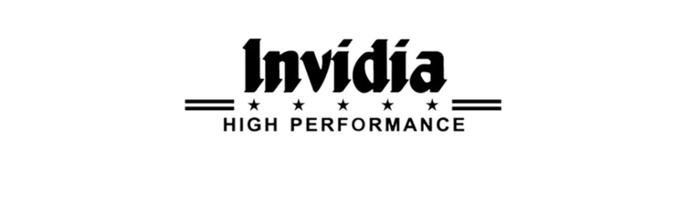Invidia logo featuring bold and sleek typography, representing premium exhaust systems, mufflers, and performance parts for street and track vehicles.