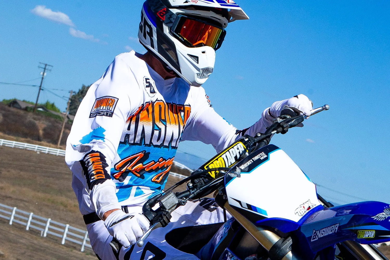 Answer Racing motocross gear including jerseys pants gloves helmets goggles and riding protection