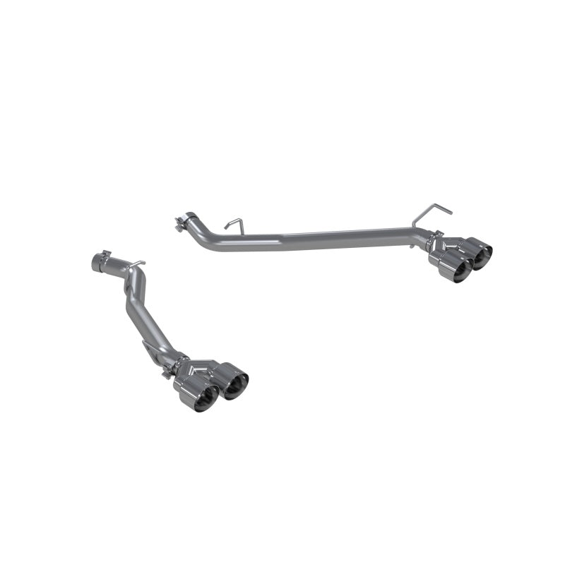 Performance stainless steel axle-back exhaust system with polished quad tips at Elite Race Fab