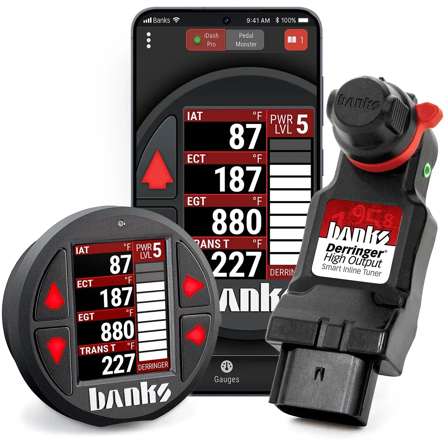 Banks Derringer tuner and iDash monitor for diesel truck power control and vehicle monitoring