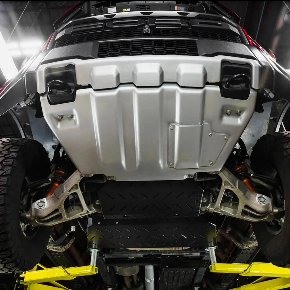 Borne skid plates for trucks Jeeps SUVs and off-road vehicles needing underbody protection