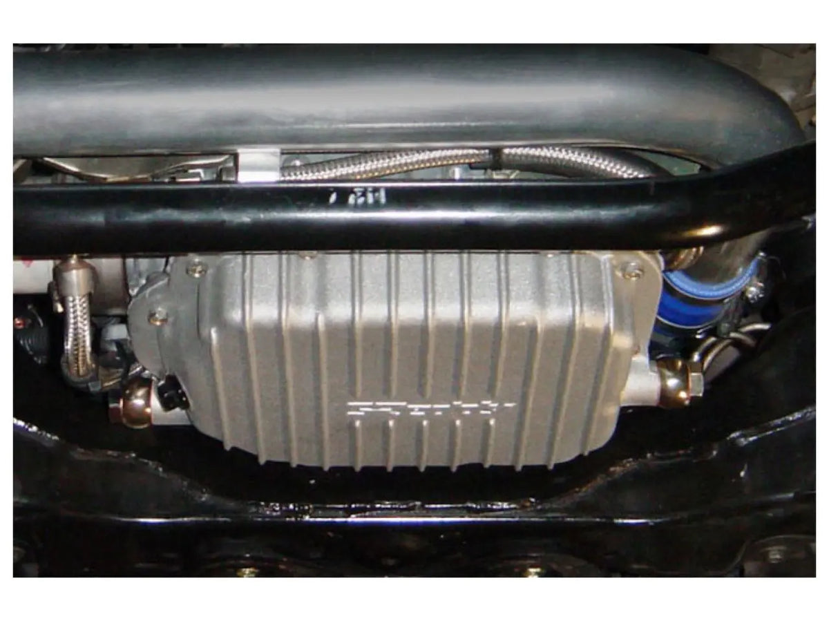Performance cast aluminum engine oil pan with internal baffles and magnetic drain plug at Elite Race Fab