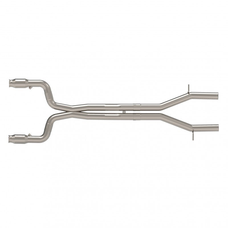 Full mandrel-bent stainless steel header-back exhaust system kit with X-pipe and mufflers at Elite Race Fab
