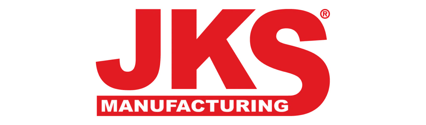 JKS Manufacturing logo featuring bold, rugged typography, symbolizing high-performance suspension systems and off-road accessories for Jeep vehicles.