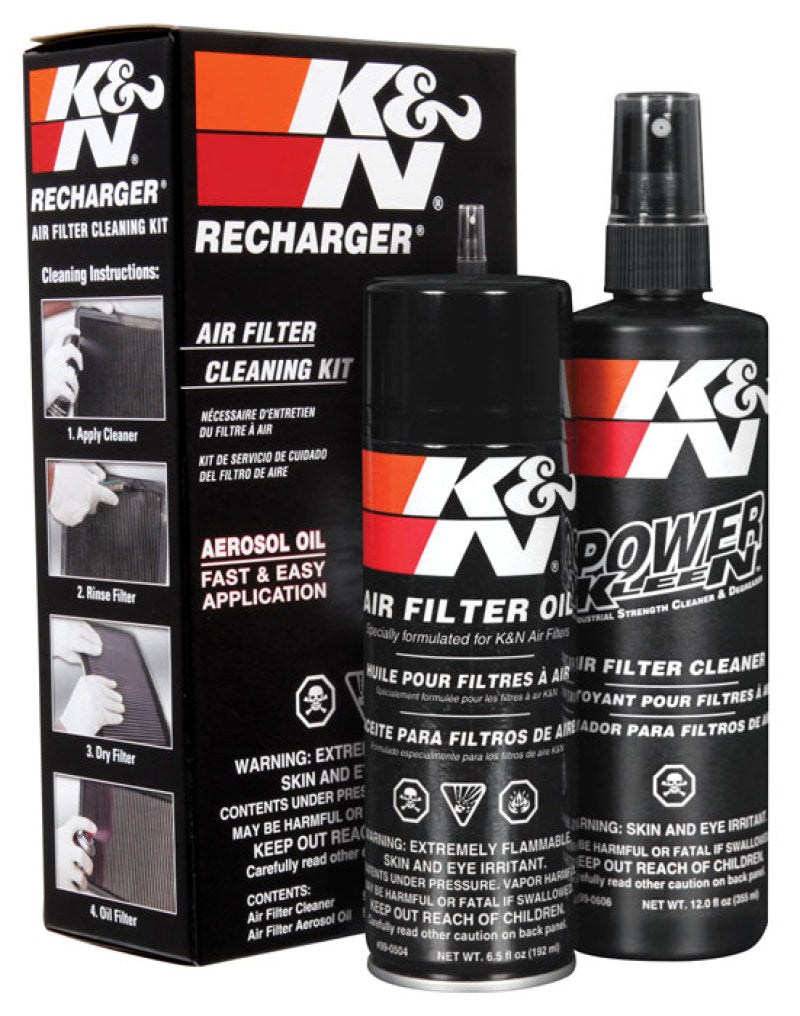 K&N recharge kits, air filter cleaning products, cat-back exhaust parts, and accessories