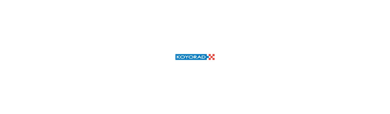 Koyo logo featuring bold, professional typography with a modern design, representing premium radiators and cooling systems available at Elite Race Fab for high-performance vehicles.