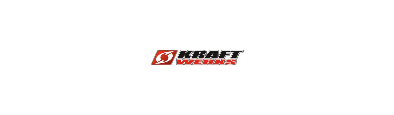 KraftWerks logo featuring bold, dynamic typography with a sleek, high-tech design, representing premium supercharger systems available at Elite Race Fab for maximum performance and reliability.