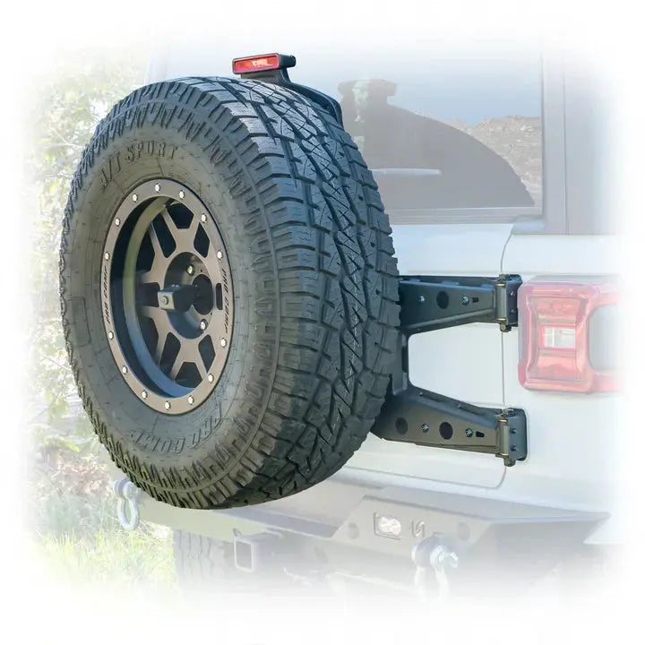 Off-road spare tire carriers and mounts
