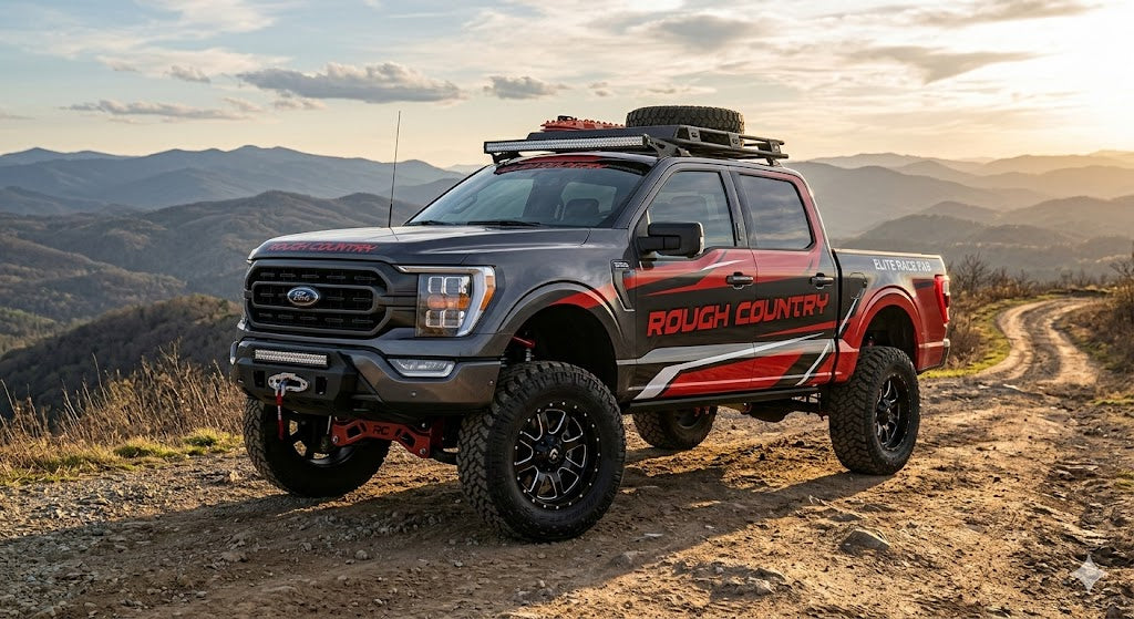 Rough Country lift kits, shocks, and off-road suspension parts for trucks and Jeeps – available at Elite Race Fab