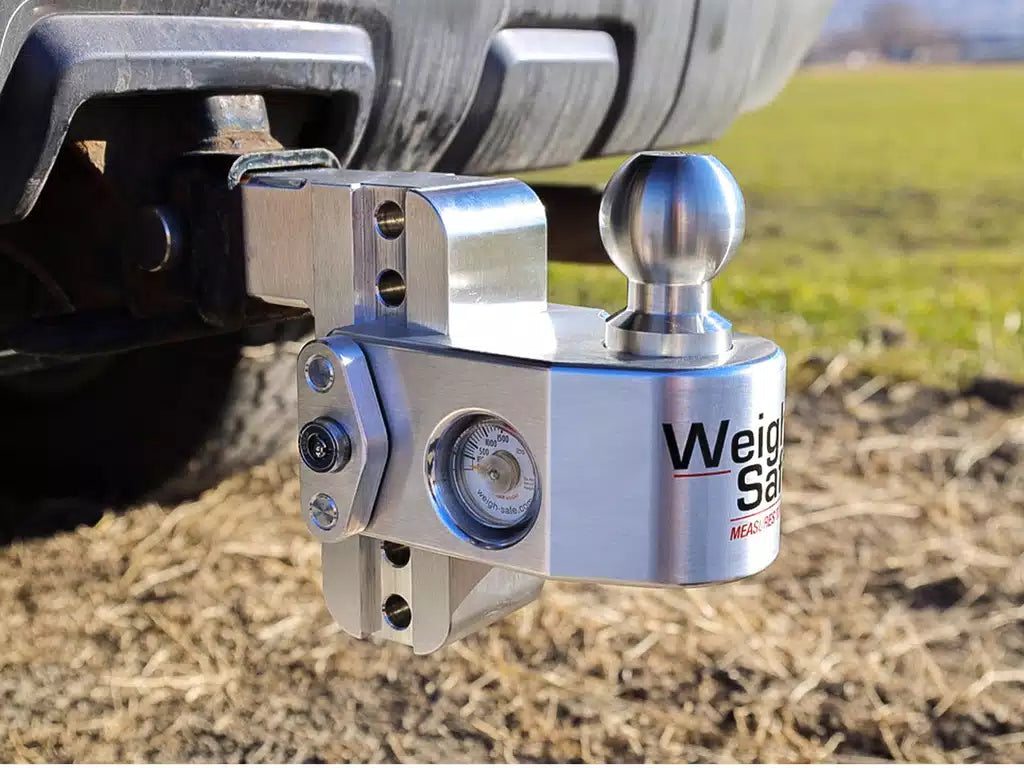 Weigh Safe adjustable towing hitch with built-in tongue weight scale for RV, boat, and trailer towing