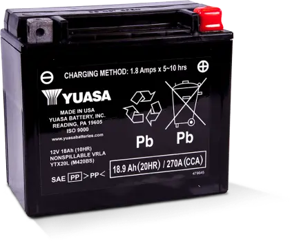 Yuasa powersports battery for motorcycles ATVs UTVs snowmobiles scooters and personal watercraft
