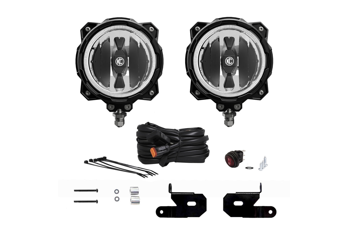 KC HiLiTES 18-23 Jeep JL/JT/4xe 6in Pro6 Gravity LED Pillar Mount 2-Light Sys (20W Spot Beam)