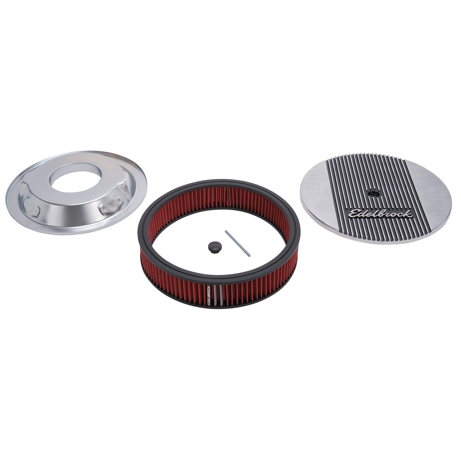 Edelbrock Elite 2 Series Polished 14" Round Air Cleaner - 3" Pro-flo Element (Deep Flange) - 4266 Edelbrock