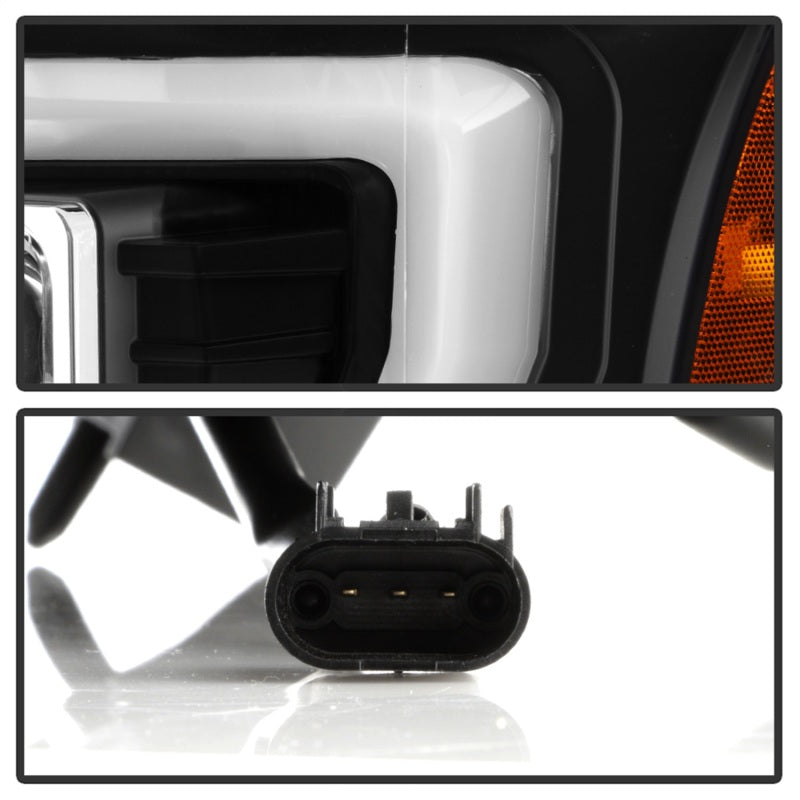 Spyder Ford F250/350/450 11-16 V2 High-Power LED Headlights-White Light Bar-Black PRO-YD-FS11V2PL-BK SPYDER