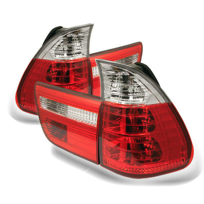 Spyder BMW E53 X5 00-06 4PCS Euro Style Tail Lights- Red Clear ALT-YD-BE5300-RC SPYDER