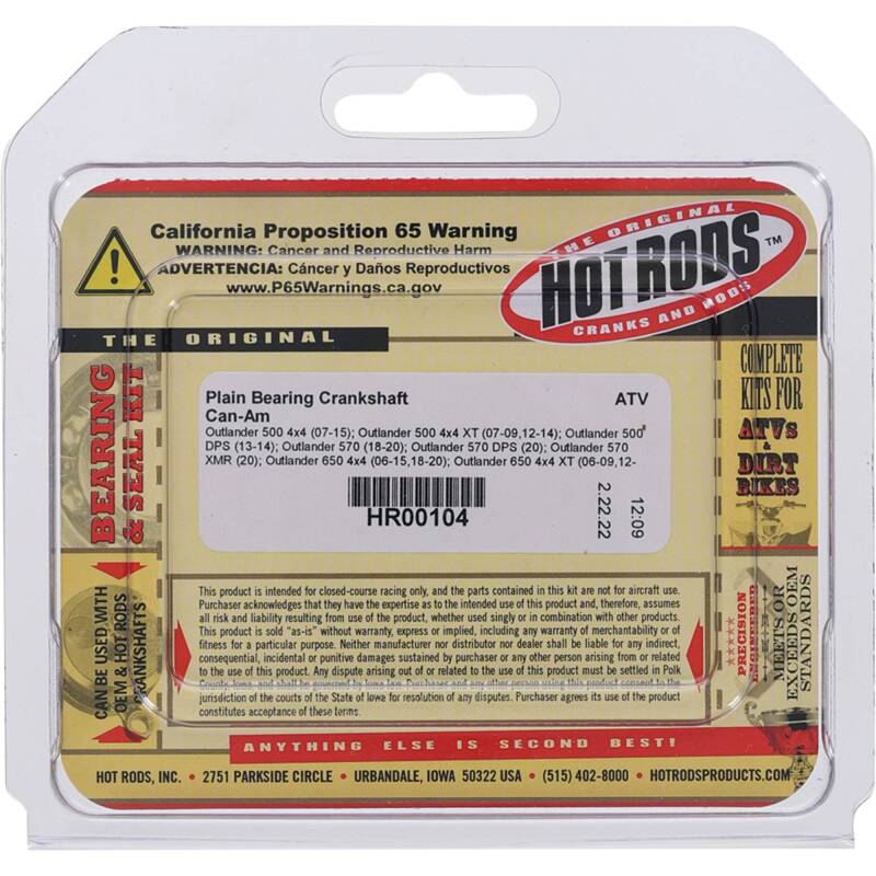 Hot Rods 06-08 Can-Am Outlander 800 4x4 800cc Plain Bearing Crankshaft HR00104