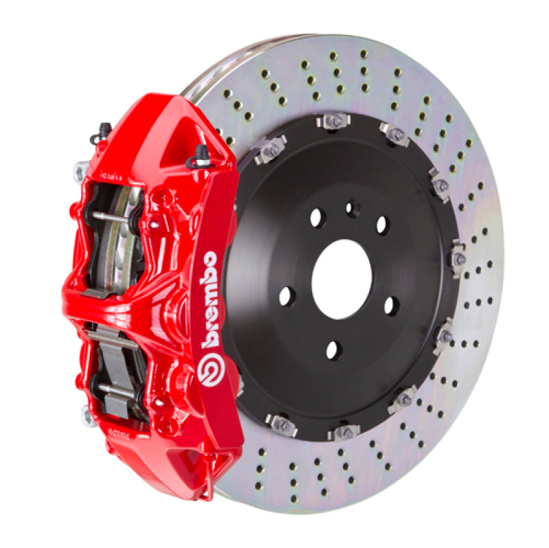 Brembo 15-23 Mustang GT (S550) Front GT BBK 6 Piston Cast 405x34 2pc Rotor Drilled-Red Brembo