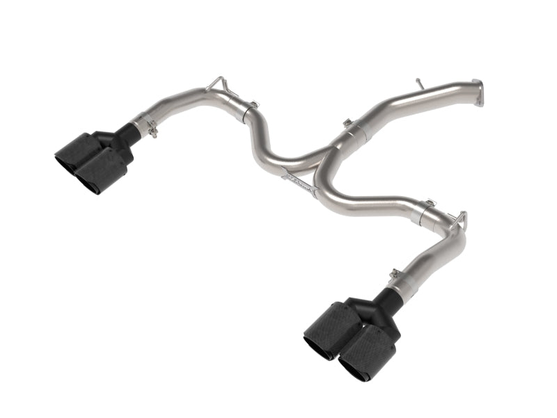 aFe Takeda 3 IN to 2-1/2 IN 304 Stainless Steel Axle-Back Exhaust w/ Carbon Fiber Tips - 49-37039-C