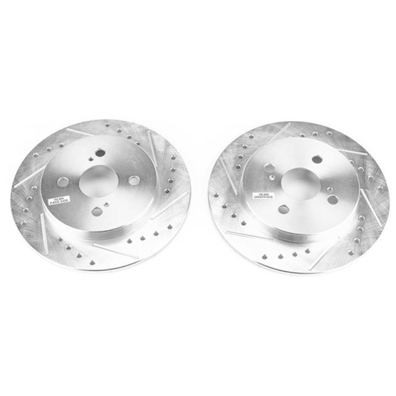 Power Stop 12-18 Toyota Yaris Rear Evolution Drilled & Slotted Rotors - Pair PowerStop