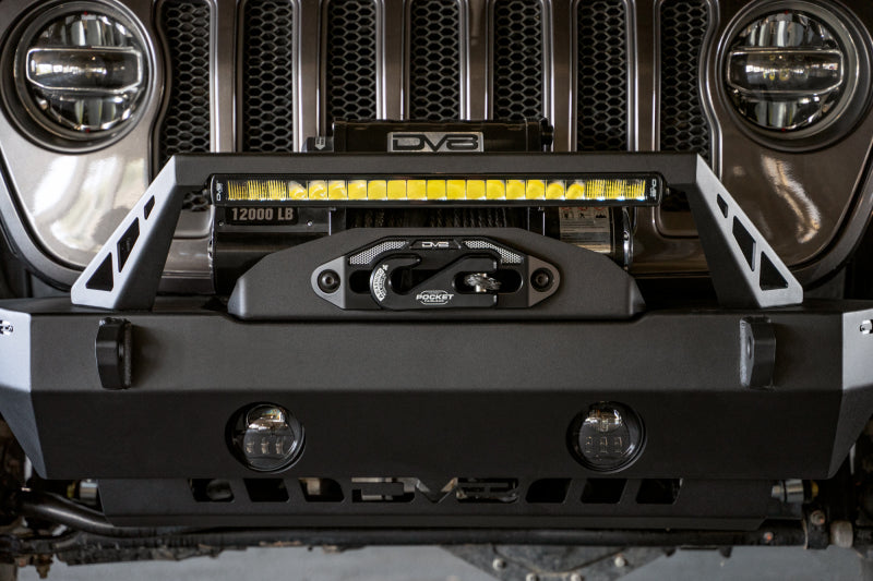 DV8 Offroad 07-23 Jeep Wrangler/Gladiator JT/JK/JL FS-25 Stubby Front Bumper w/Plated Bull Bar DV8 Offroad