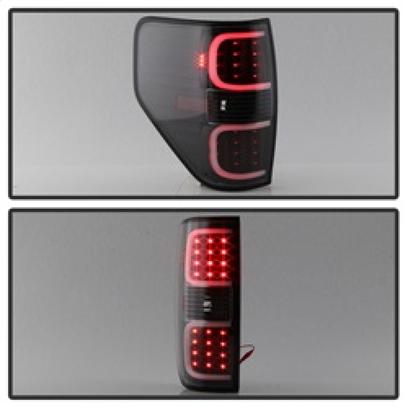 xTune Ford F150 09-14 LED Tail Lights - Black ALT-ON-FF15009-LBLED-BK SPYDER
