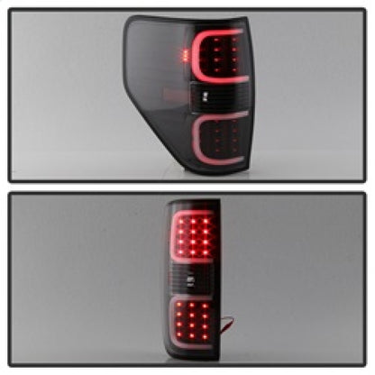 xTune Ford F150 09-14 LED Tail Lights - Black ALT-ON-FF15009-LBLED-BK SPYDER