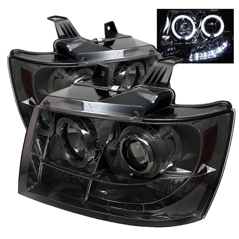 Spyder Chevy Suburban 1500 07-14 Projector Headlights LED Halo LED Smke PRO-YD-CSUB07-HL-SM SPYDER