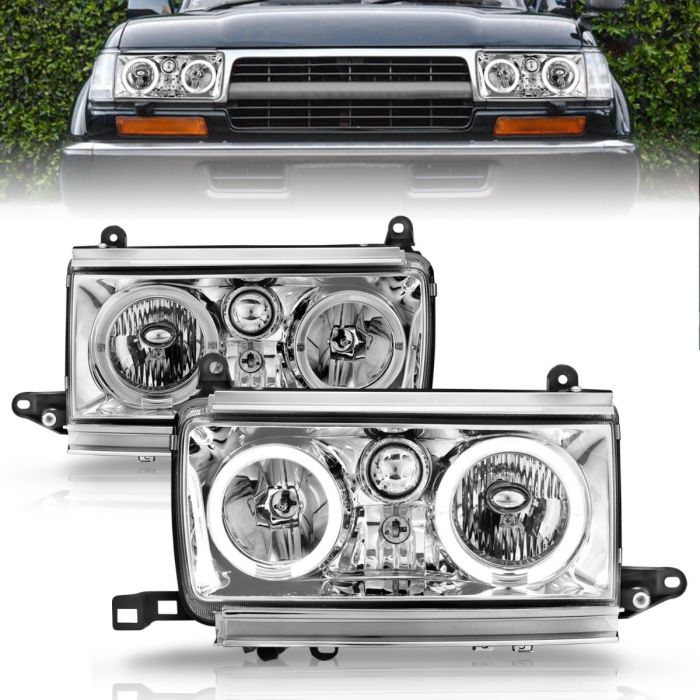 ANZO TOYOTA LAND CRUISER FJ82 91-94 CRYSTAL HALO HEADLIGHTS CHROME - 111092 ANZO