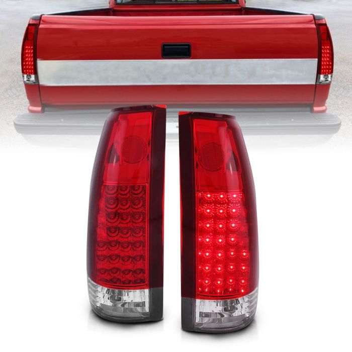 ANZO CHEVY/GMC C/K1500/2500 88-98 / C/K3500 88-00 / SUBURBAN 92-99 / BLAZER (FULL-SIZE) 92-94 / TAHOE 95-99 / YUKON 92-99 LED TAIL LIGHTS CHROME RED/CLEAR LENS G2 - 311004