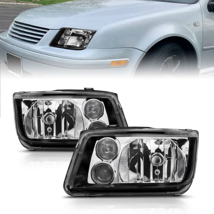 ANZO VOLKSWAGEN JETTA 99-05 CRYSTAL HEADLIGHTS BLACK W/ FOG LIGHTS - 121169