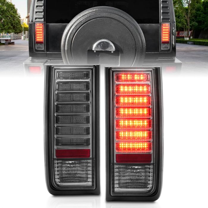 ANZO HUMMER H2 SUV 03-09 LED TAIL LIGHTS CHROME SMOKE LENS - 321246