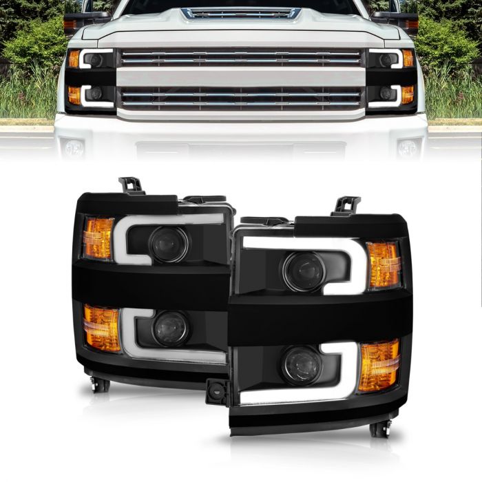 ANZO CHEVY SILVERADO 15-19 2500DH/3500HD PROJECTOR PLANK HEADLIGHT BLACK(MATTE BLACK TRIM)(HALOGEN MODELS ONLY) - 111363