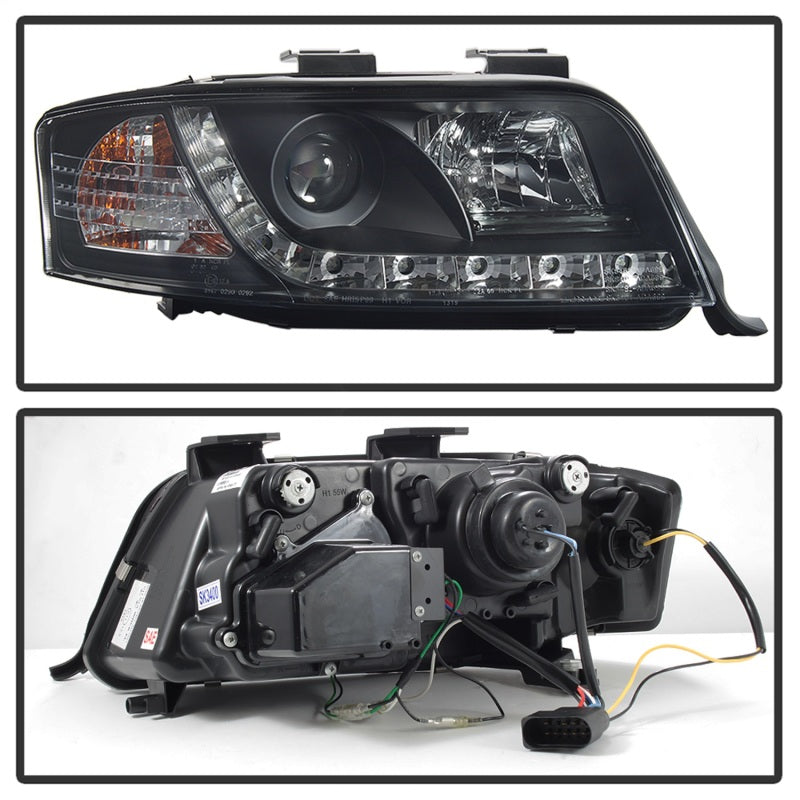 Spyder Audi A6 02-04 Projector Headlights Halogen Model Only - DRL Black PRO-YD-ADA601-DRL-BK SPYDER