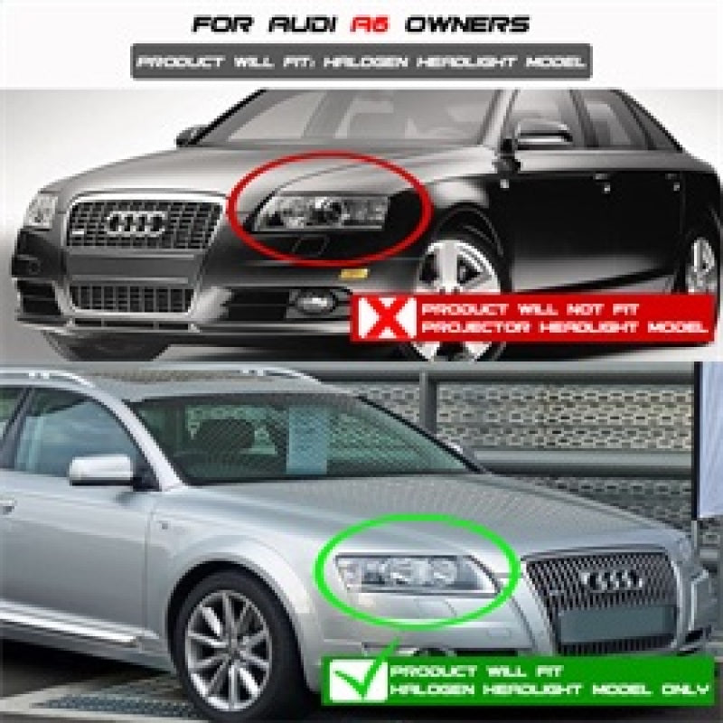 Spyder Audi A6 05-07 Projector Headlights Halogen Model Only - DRL Black PRO-YD-ADA605-DRL-BK SPYDER