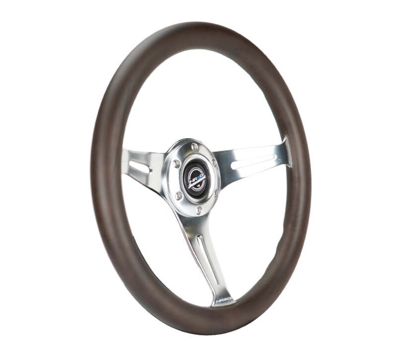 NRG Classic Wood Grain Wheel - 350mm 3 Chrome Silver Spokes Oak Color Wood - ST-015SL-OAK