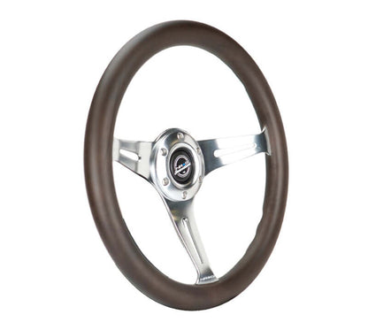 NRG Classic Wood Grain Wheel - 350mm 3 Chrome Silver Spokes Oak Color Wood - ST-015SL-OAK