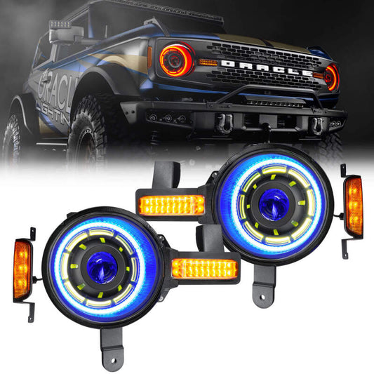 Oracle 2021+ Ford Bronco Oculus Bi-LED Projector Headlights - ColorSHIFT LED ORACLE Lighting