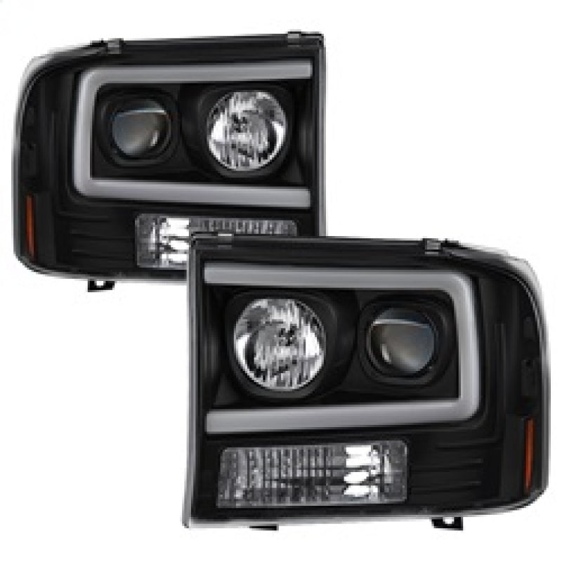 Spyder 99-04 Ford F250 Super Duty Projector Headlights - Light Bar - Black PRO-YD-FF25099V2-LB-BK SPYDER