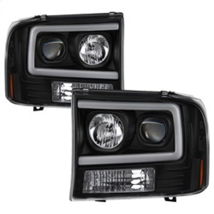 Spyder 99-04 Ford F250 Super Duty Projector Headlights - Light Bar - Black PRO-YD-FF25099V2-LB-BK SPYDER