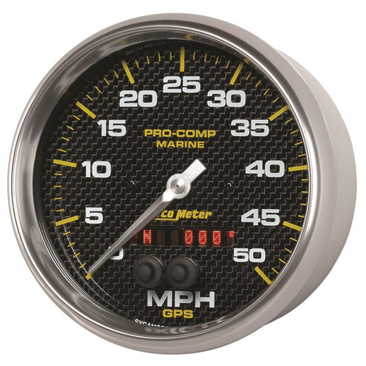 Autometer Speedometer Gauge 5 inch 50MPH GPS Marine Carbon Fiber 200644-40
