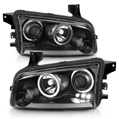 ANZO DODGE CHARGER 06-10 PROJECTOR HALO HEADLIGHTS BLACK (FOR HALOGEN MODELS ONLY) - 121381