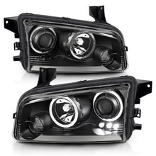 Load image into Gallery viewer, ANZO DODGE CHARGER 06-10 PROJECTOR HALO HEADLIGHTS BLACK (FOR HALOGEN MODELS ONLY) - 121381